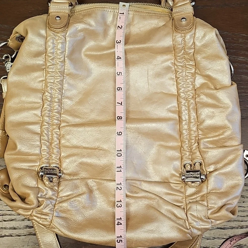 Badgley Mischka Champagne Leather Crossbody Bag - OS